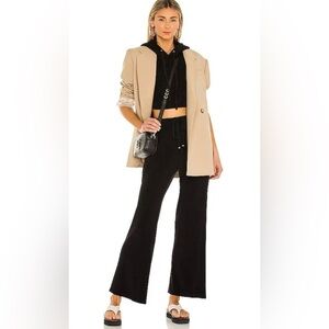 DONNI Terry Wide Leg Sweatpants Womens Small Black Lounge Drawstring Pants